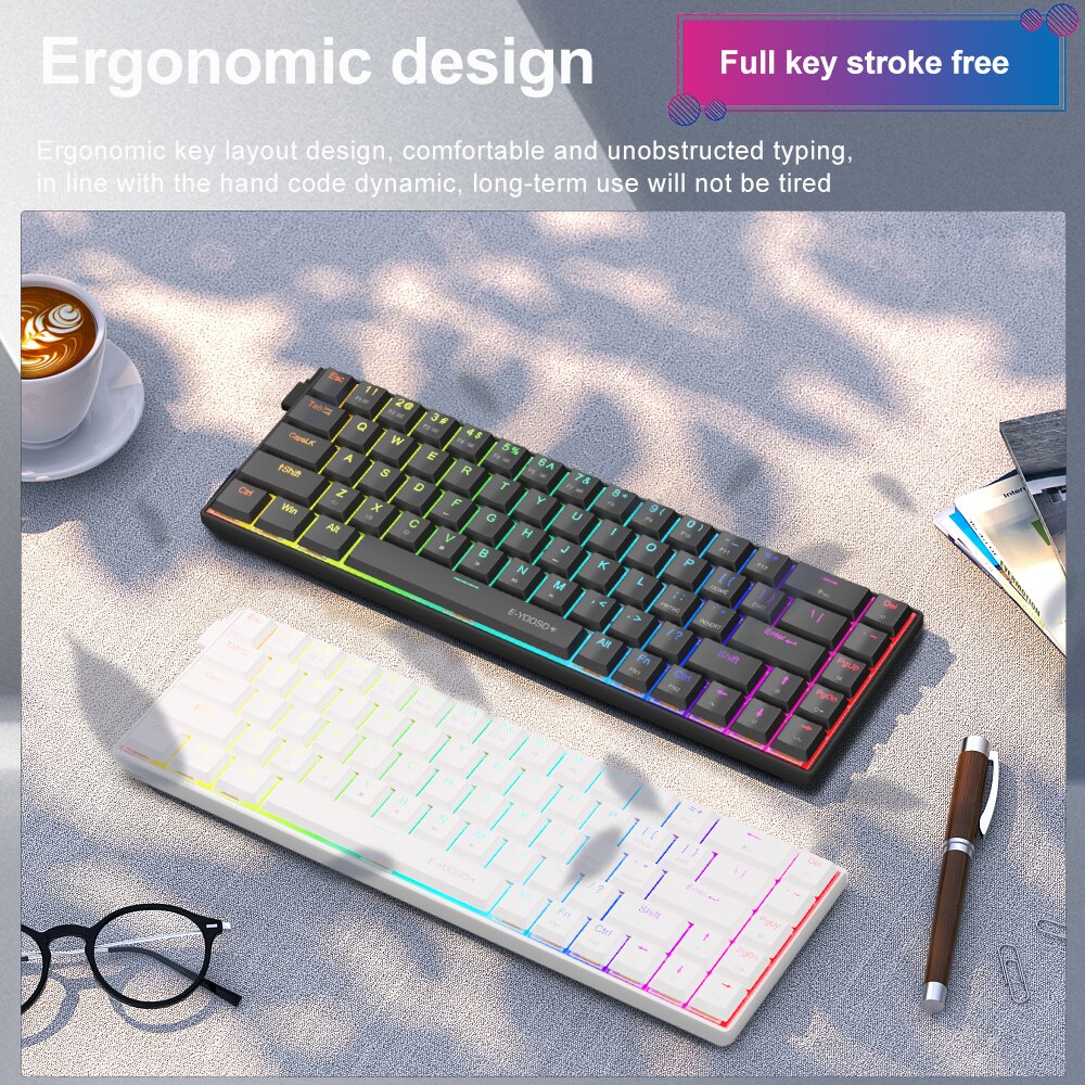 E-YOOSO A68 RGB Mini Slim USB  - Gaming Keyboard Blue Switches review and price