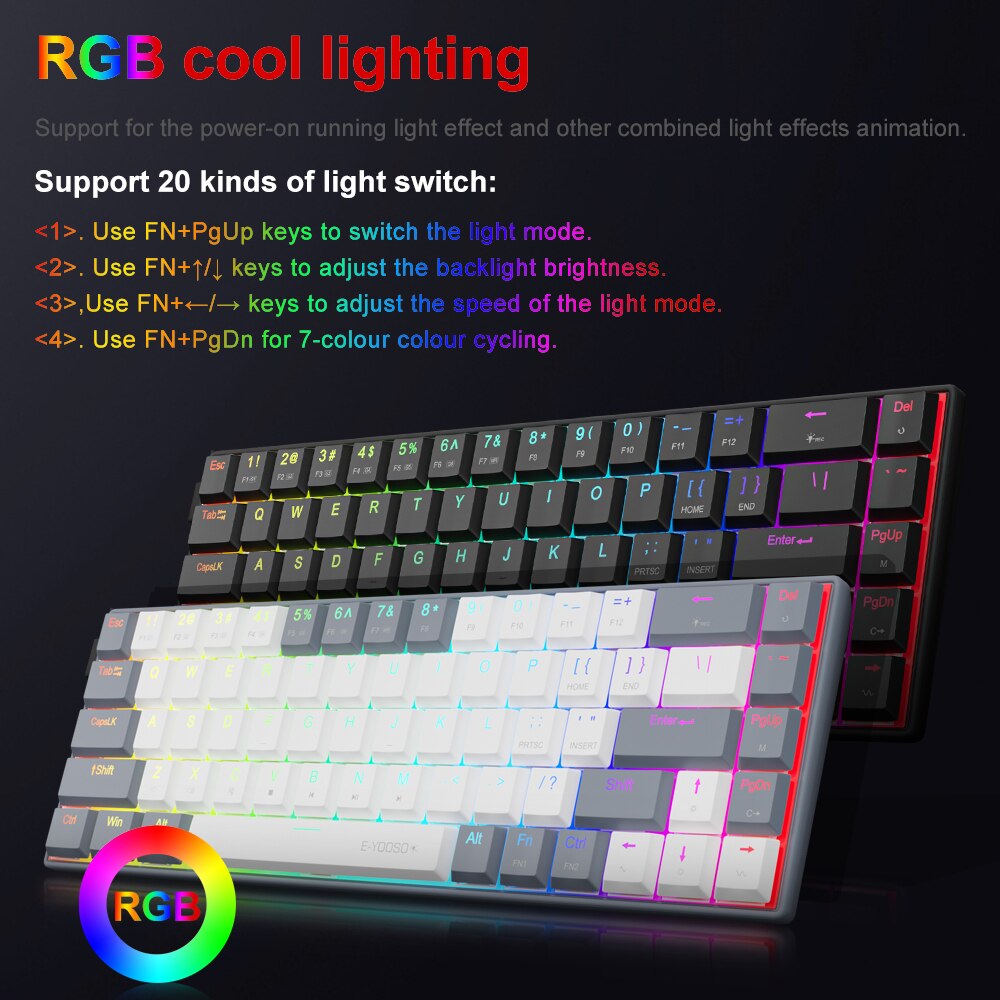 E-YOOSO A68 RGB Mini Slim USB  - Gaming Keyboard Blue Switches review and price