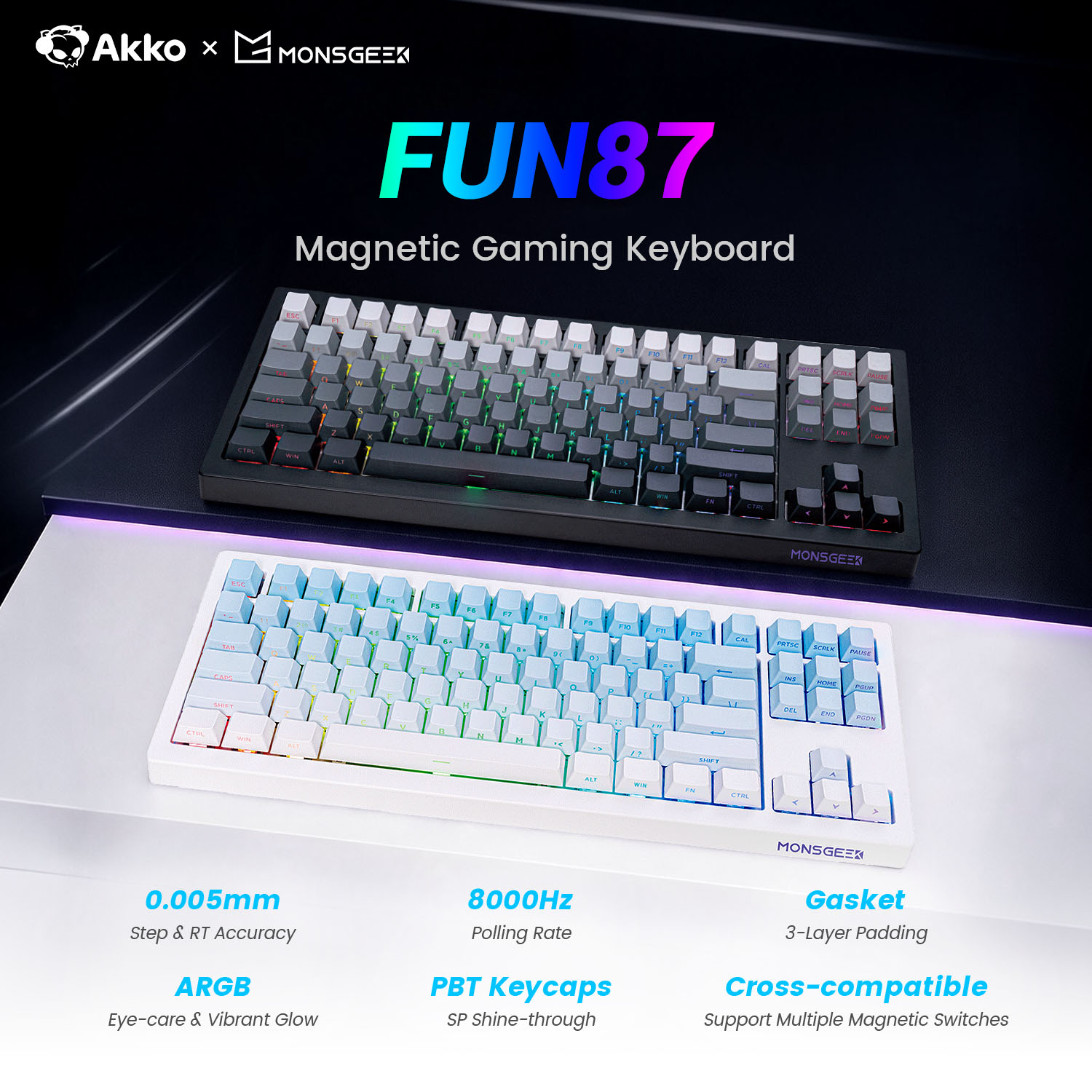 Akko x Monsgeek FUN87 HE Magne - Gaming Keyboard Tkl review and price