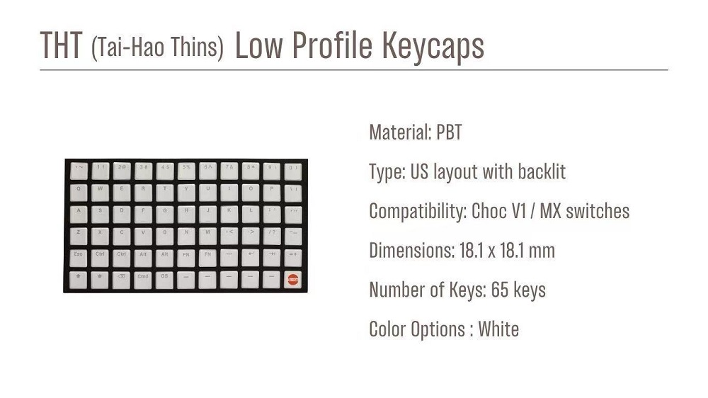 Taihao THT White Keycap Thins  - Gaming Keyboard Ergo review and price