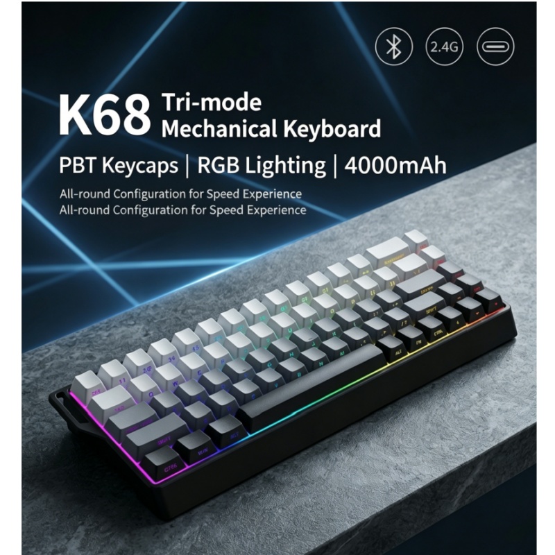 K68 RGB Backlight Three-Dimens - Gaming Keyboard Blue Switches review and price