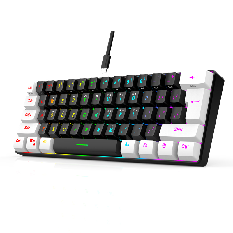 61-key wired white, black and  - Gaming Keyboard Thocky review and price