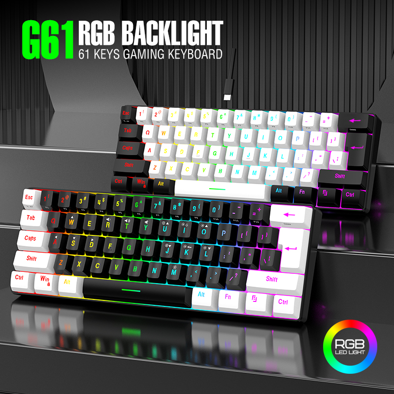61-key wired white, black and  - Gaming Keyboard Thocky review and price