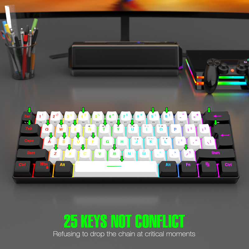 61-key wired white, black and  - Gaming Keyboard Thocky review and price